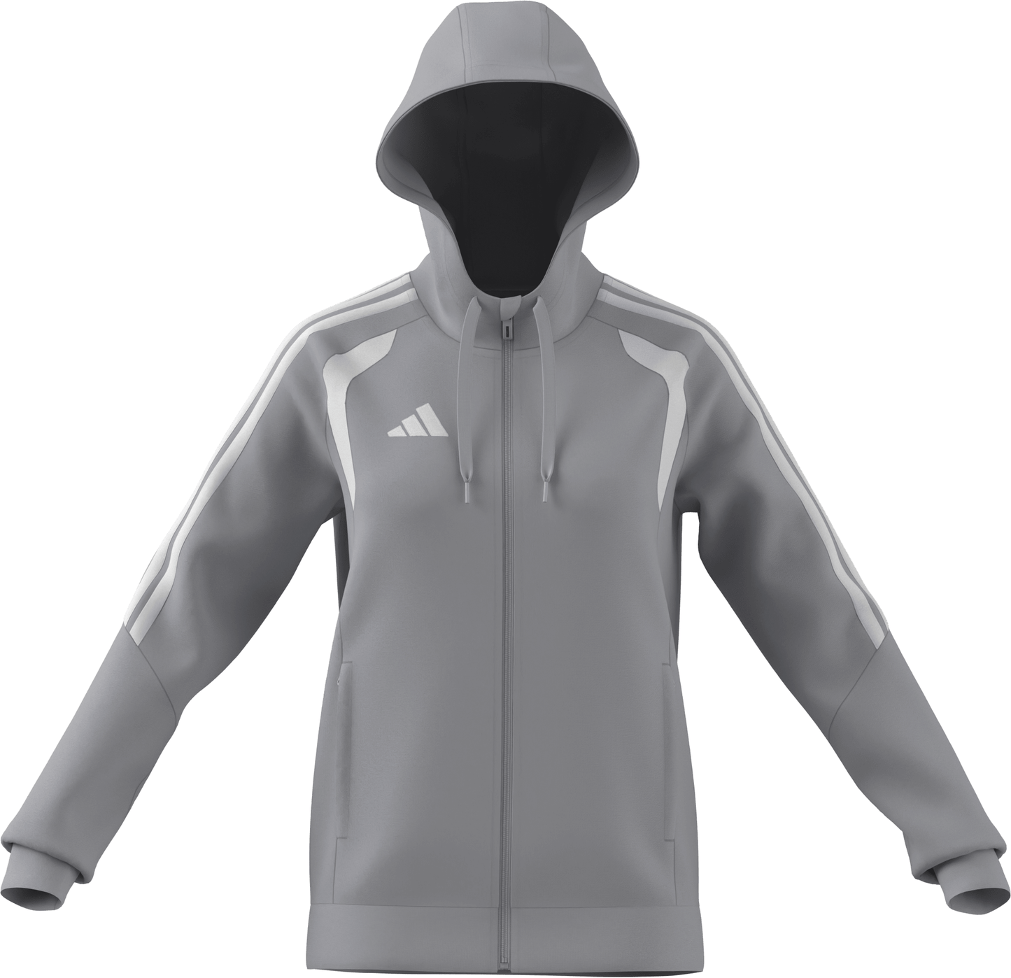 Women's adidas Tiro 26 League Sweat Full Zip Hoodie- Grey/ Team Light/ White