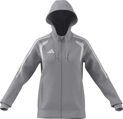 Women's adidas Tiro 26 League Sweat Full Zip Hoodie- Grey/ Team Light/ White