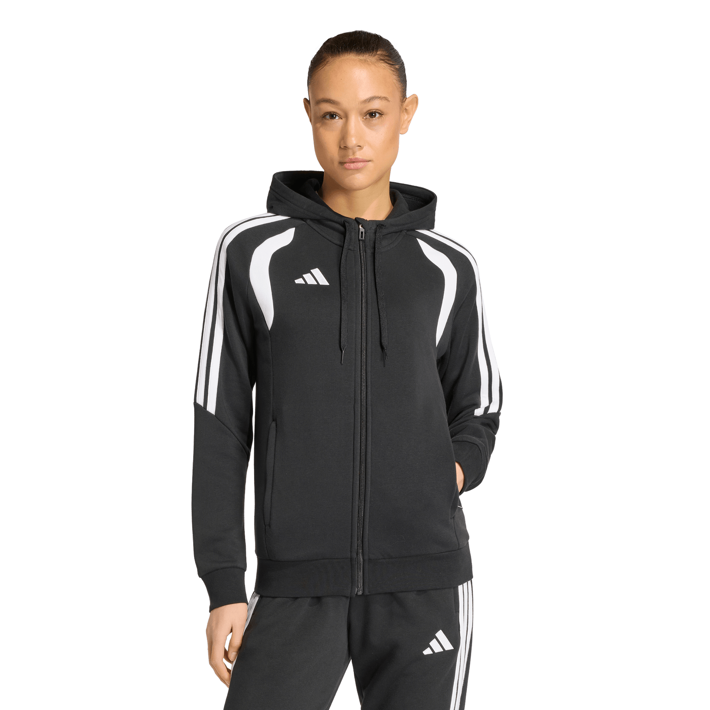 Women's adidas Tiro 26 League Sweat Full Zip Hoodie- Black/ Black/ White