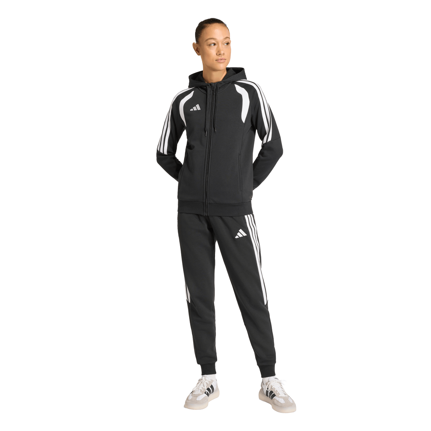 Women's adidas Tiro 26 League Sweat Full Zip Hoodie- Black/ Black/ White