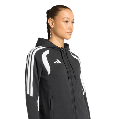 Women's adidas Tiro 26 League Sweat Full Zip Hoodie- Black/ Black/ White