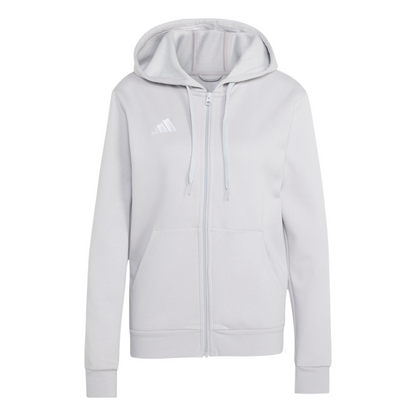 Women's adidas Entrada 26 Full Zip Hoodie- Grey/ Team Light/ White