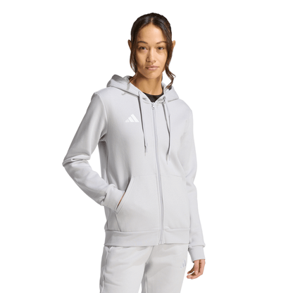 Women's adidas Entrada 26 Full Zip Hoodie- Grey/ Team Light/ White