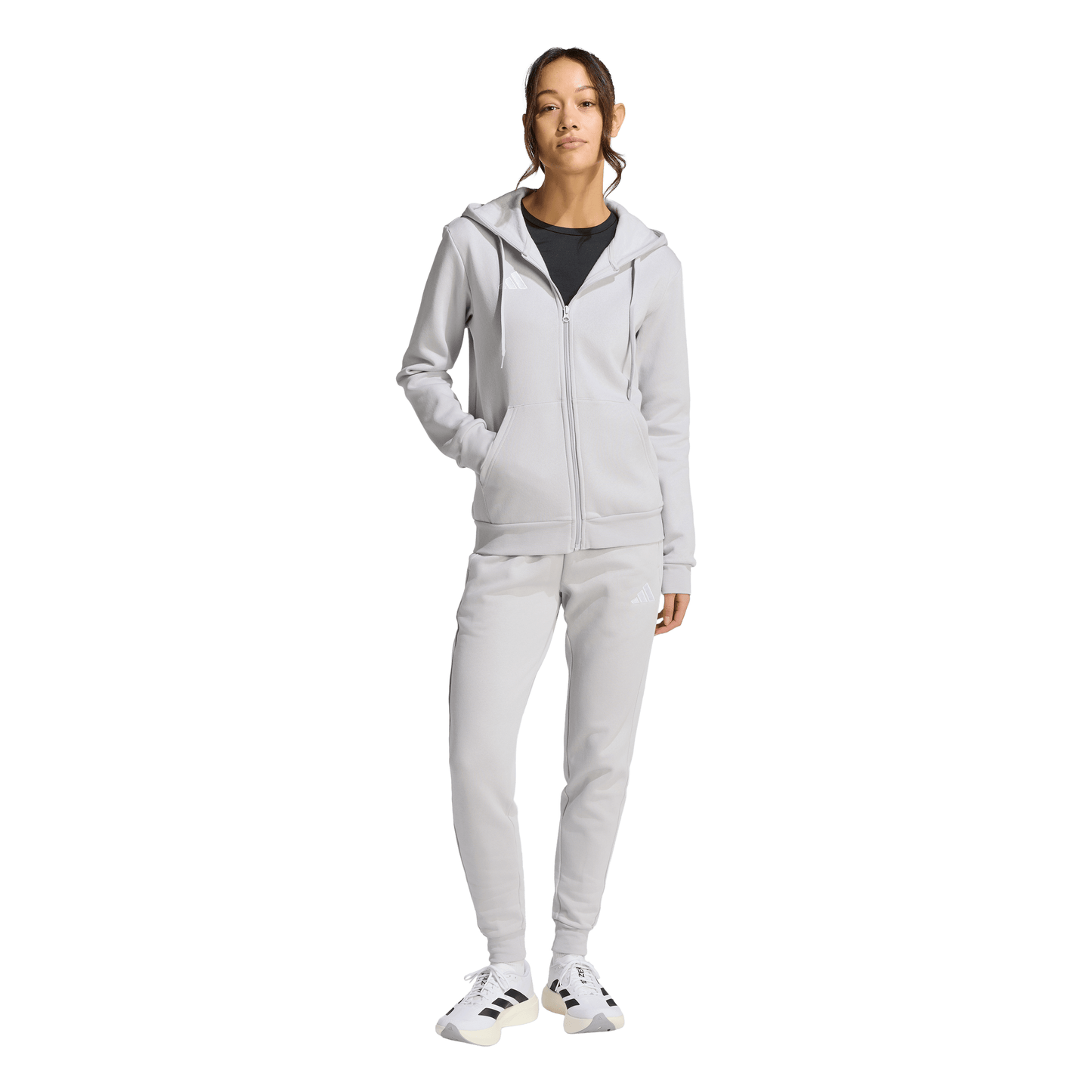 Women's adidas Entrada 26 Full Zip Hoodie- Grey/ Team Light/ White