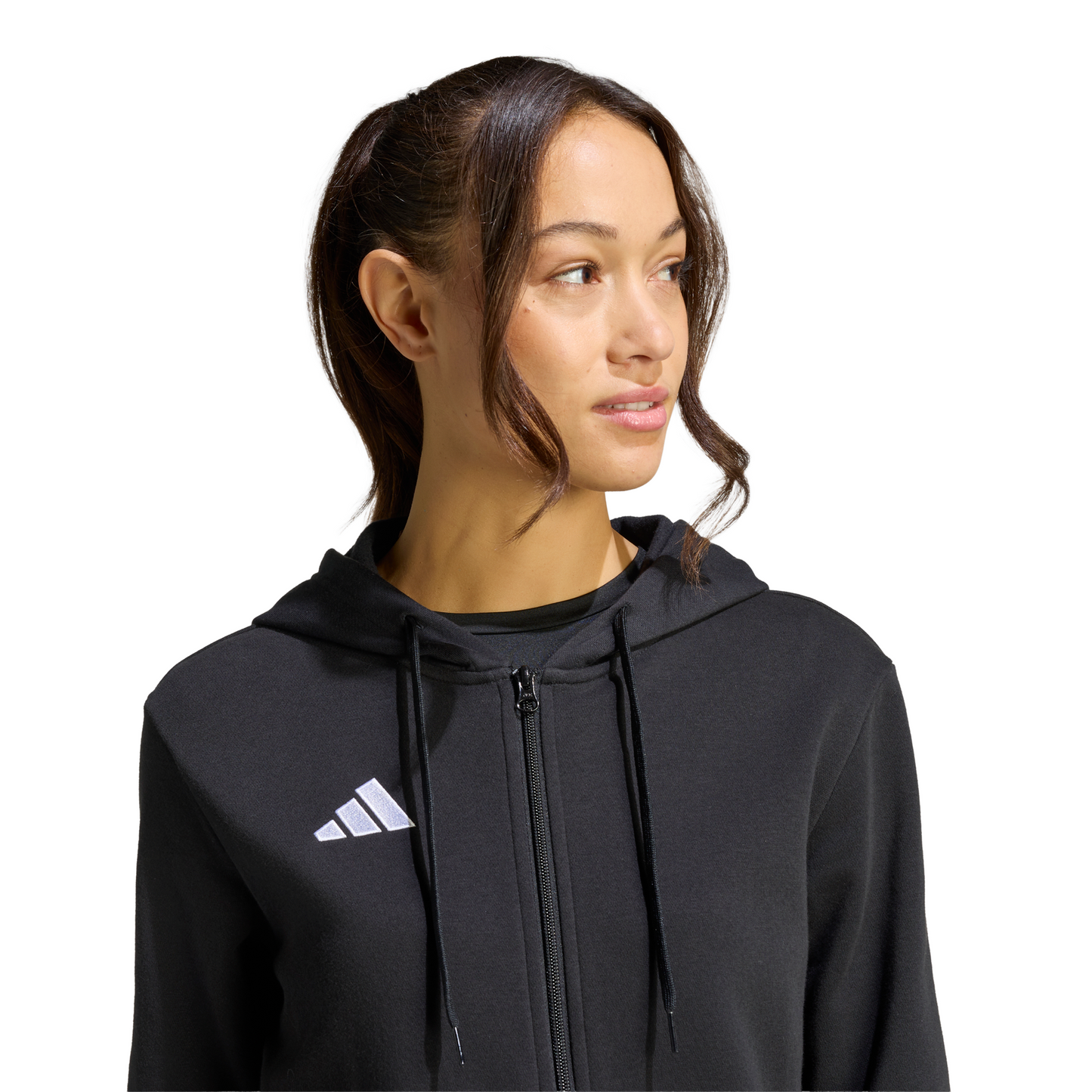 Women's adidas Entrada 26 Full Zip Hoodie- Black/ Black/ White