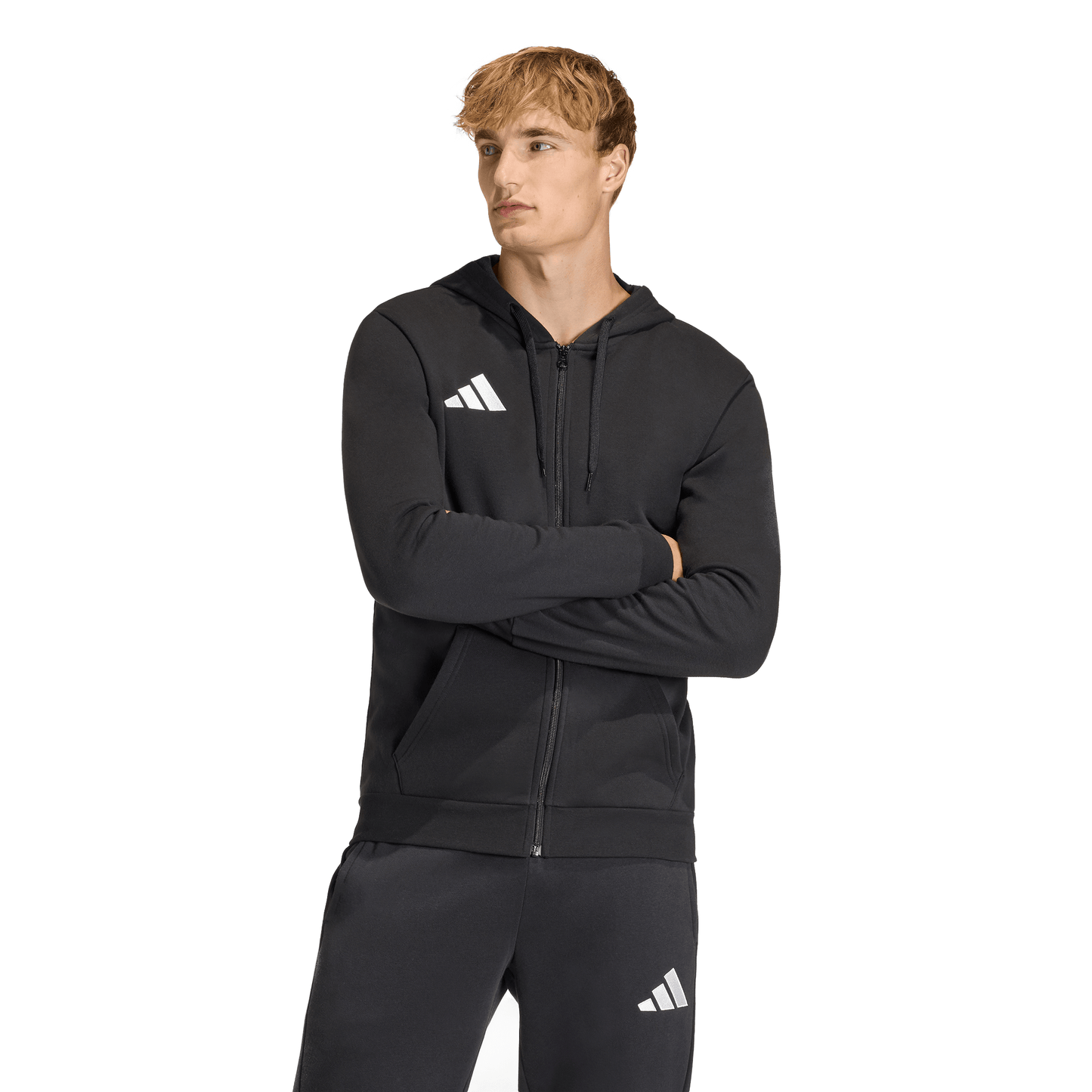 Men's adidas	Entrada 26 Full Zip Hoodie - Black/ Black/ White