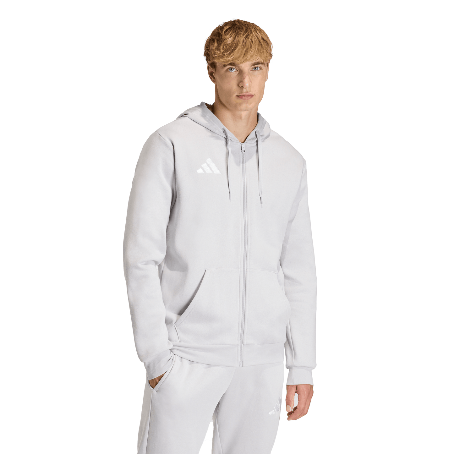 Men's adidas	Entrada 26 Full Zip Hoodie - Grey/ Team Light/ White
