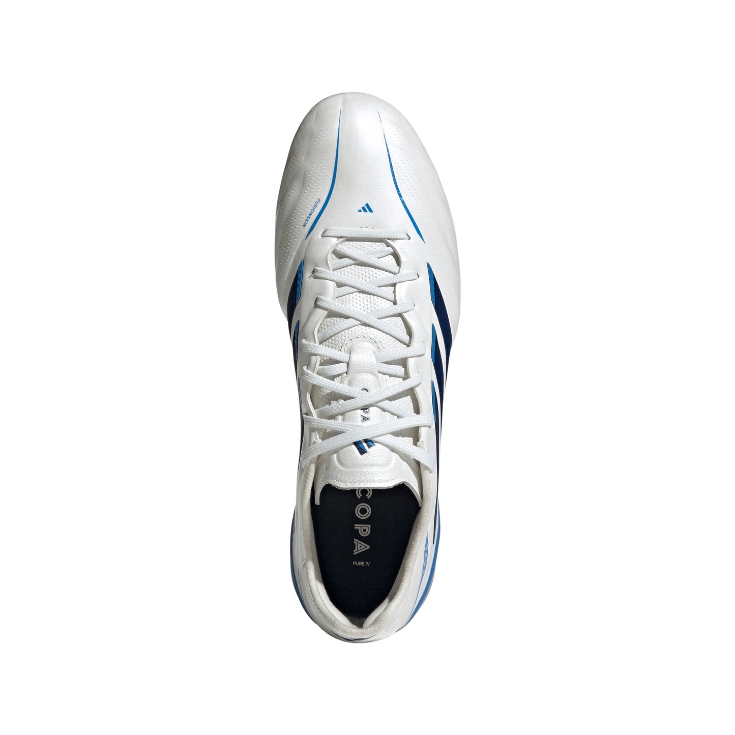 adidas Copa Pure IV Elite FG Firm Ground Soccer Cleats - White/Zero Met/Dark Blue/Lucid Ray Blue