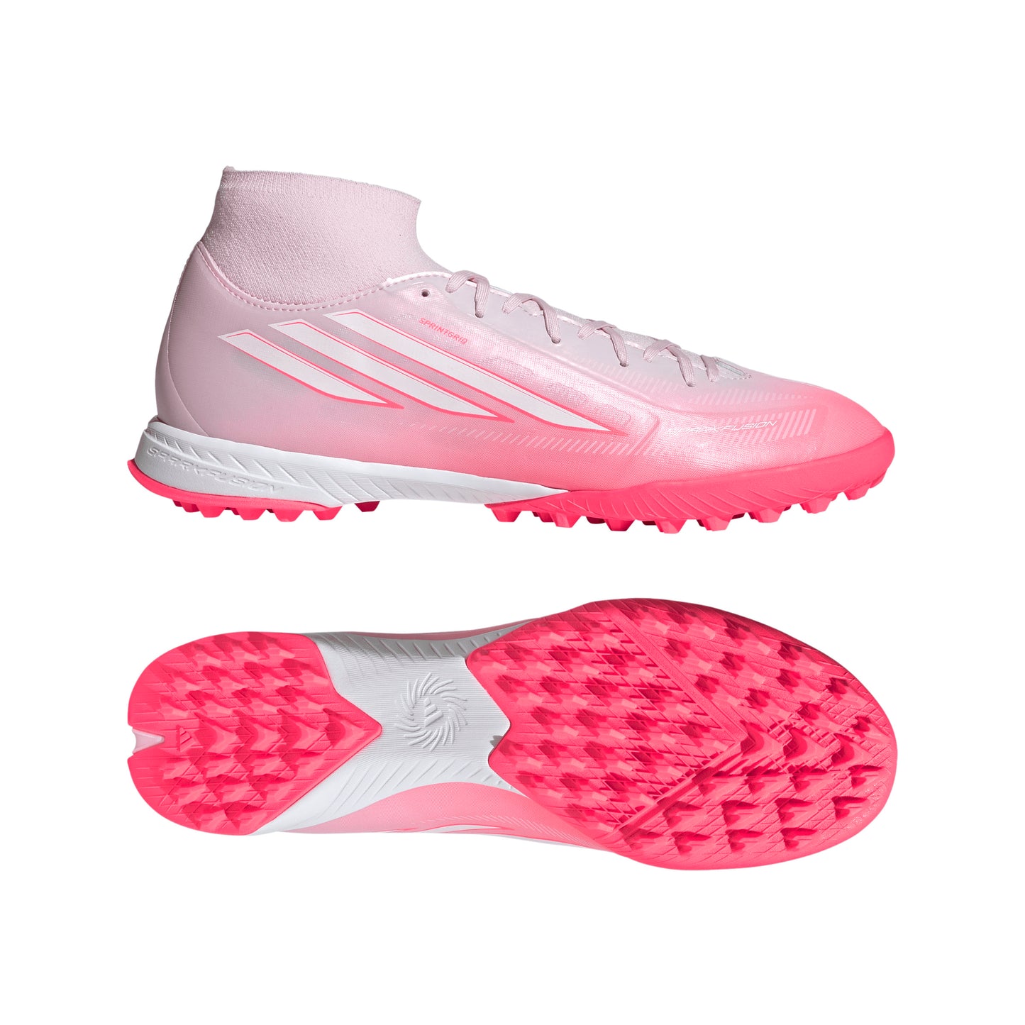 adidas F50 Sparkfusion Turf Soccer Shoes - Solar Turbo / Cloud White / Distilled Pink