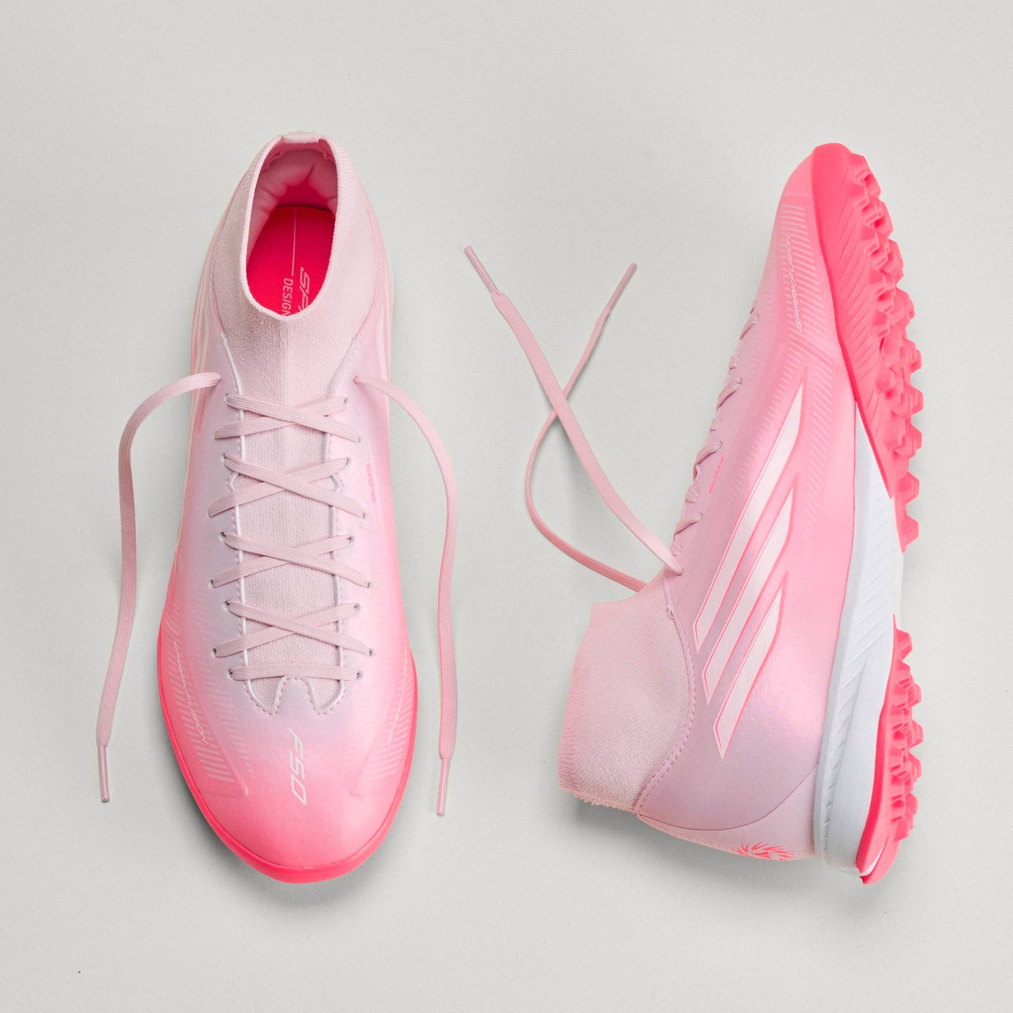 adidas F50 Sparkfusion Turf Soccer Shoes - Solar Turbo / Cloud White / Distilled Pink