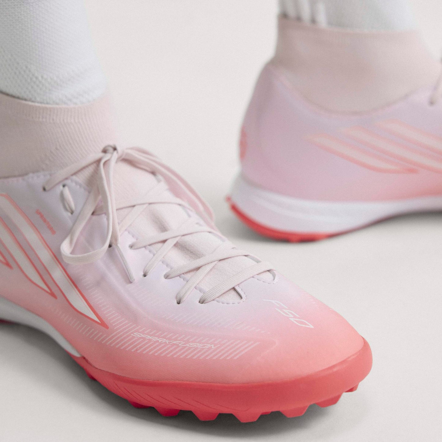 adidas F50 Sparkfusion Turf Soccer Shoes - Solar Turbo / Cloud White / Distilled Pink