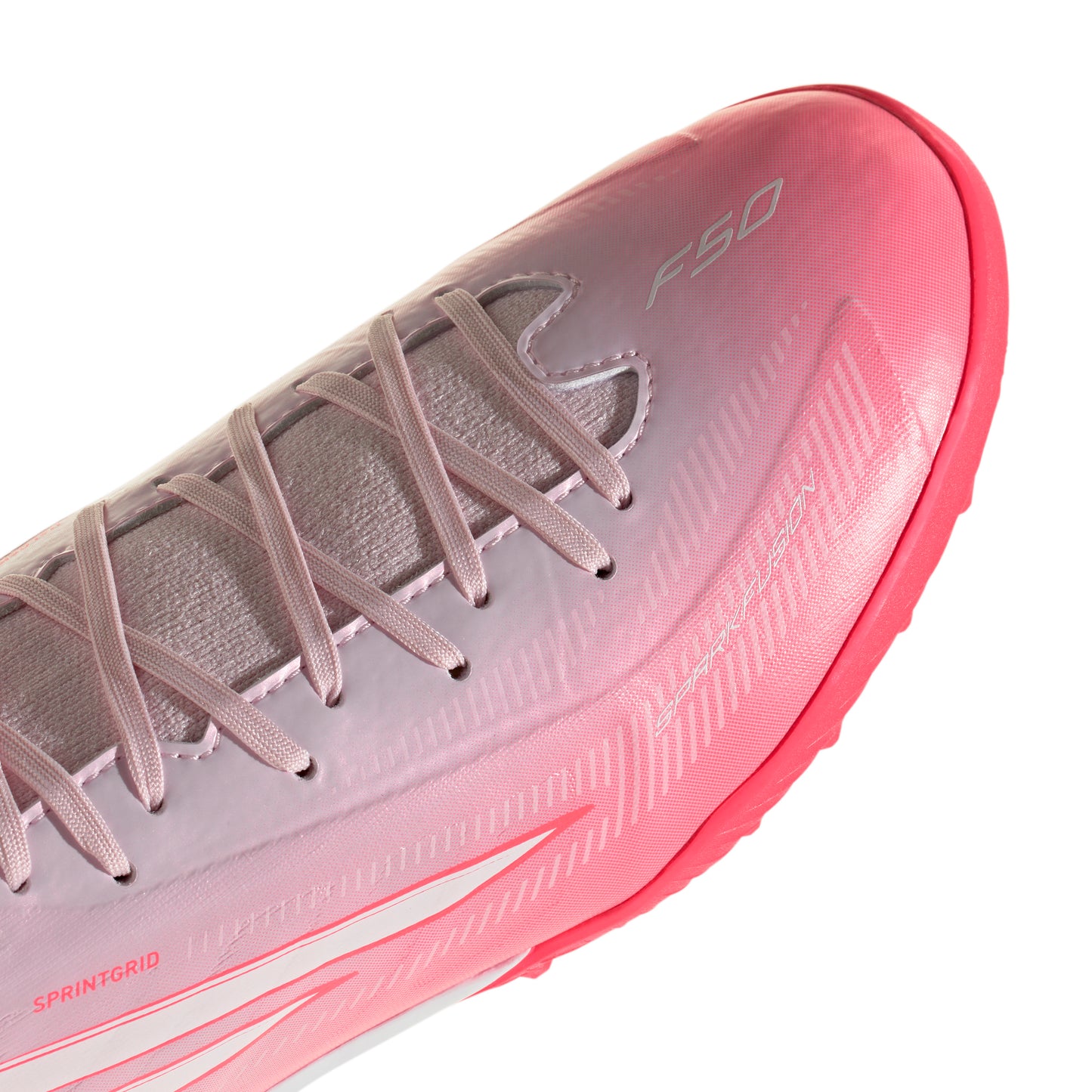 adidas F50 Sparkfusion Turf Soccer Shoes - Solar Turbo / Cloud White / Distilled Pink