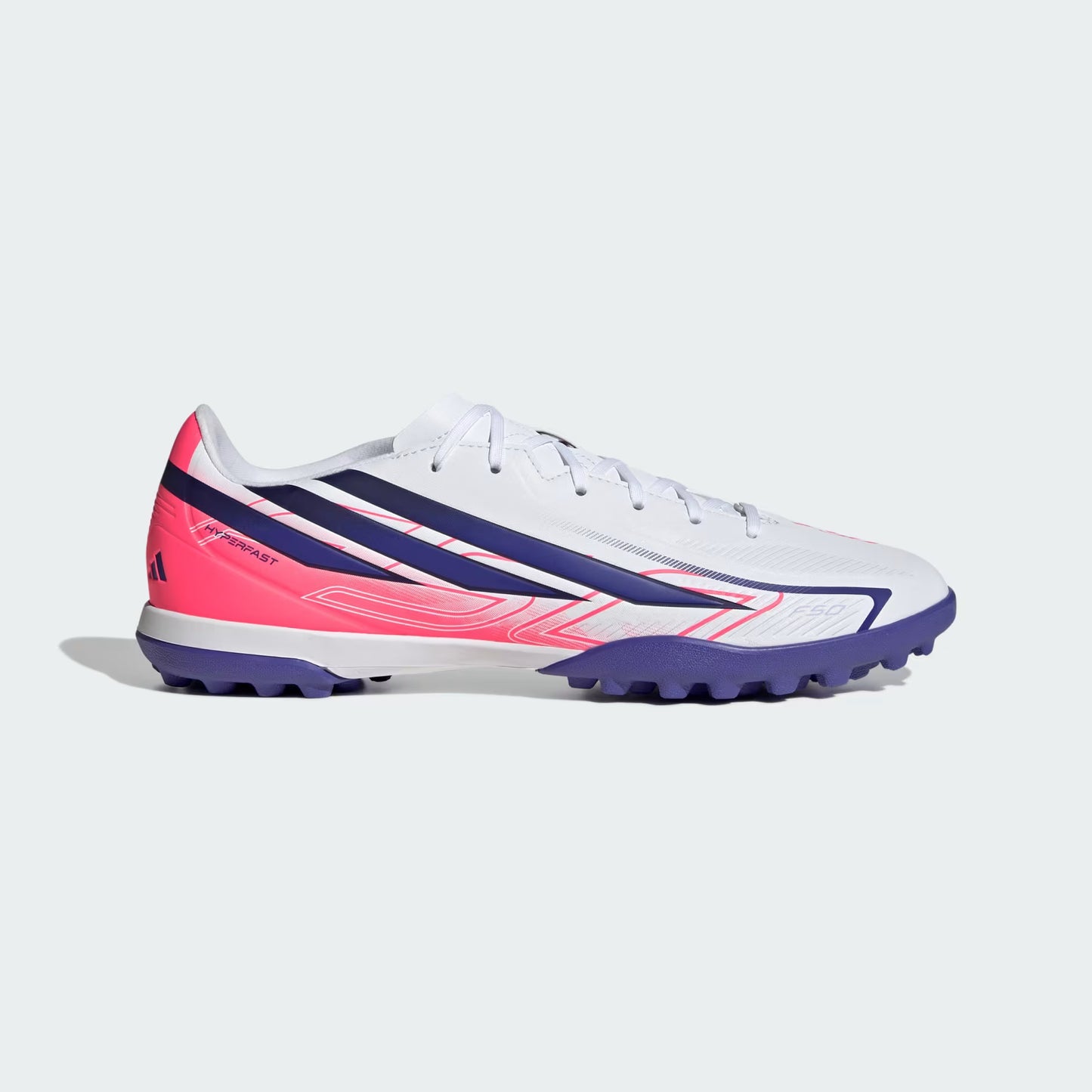 adidas F50 HyperFast League TF Turf Shoes - Ftwr White/Solar Purple/Solar Turbo
