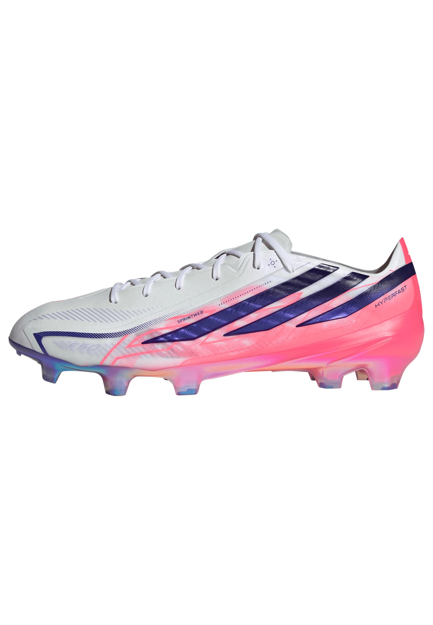 adidas F50 Hyperfast Elite FG Firm Ground Soccer Cleats - Ftwr White/Solar Purple/Solar Turbo