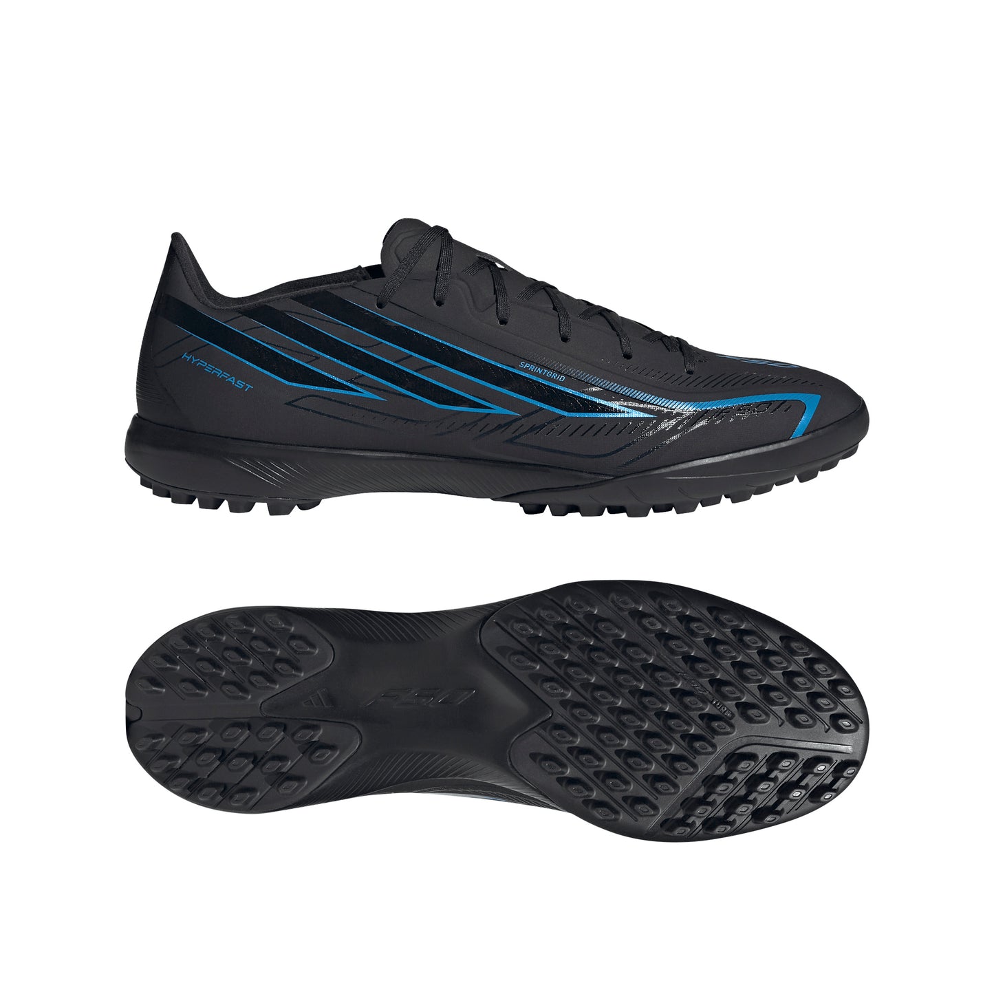 adidas F50 HyperFast League TF Turf Shoes - Core Black/Core Black/Lucid Ray Blue