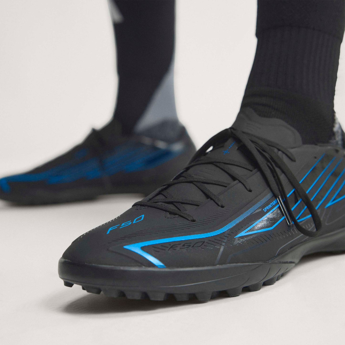 adidas F50 HyperFast League TF Turf Shoes - Core Black/Core Black/Lucid Ray Blue