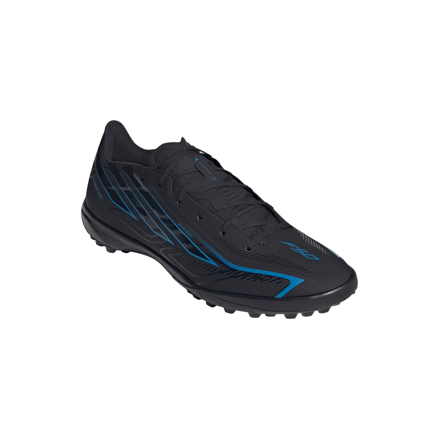 adidas F50 HyperFast League TF Turf Shoes - Core Black/Core Black/Lucid Ray Blue