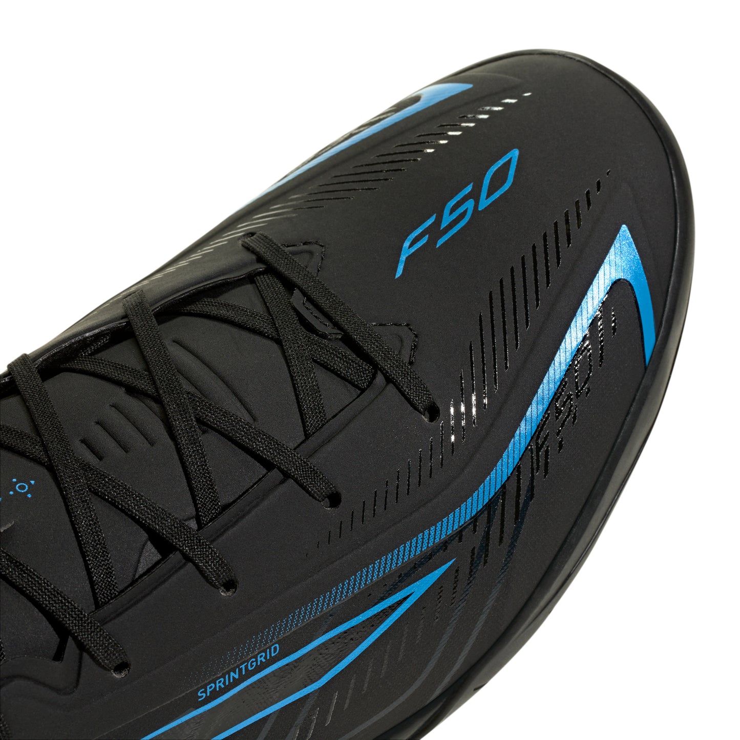 adidas F50 HyperFast League TF Turf Shoes - Core Black/Core Black/Lucid Ray Blue