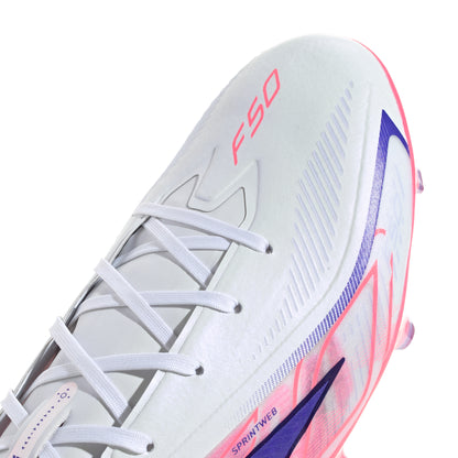 adidas F50 Hyperfast Pro FG Firm Ground Soccer Cleats - Ftwr White/Solar Purple/Solar Turbo