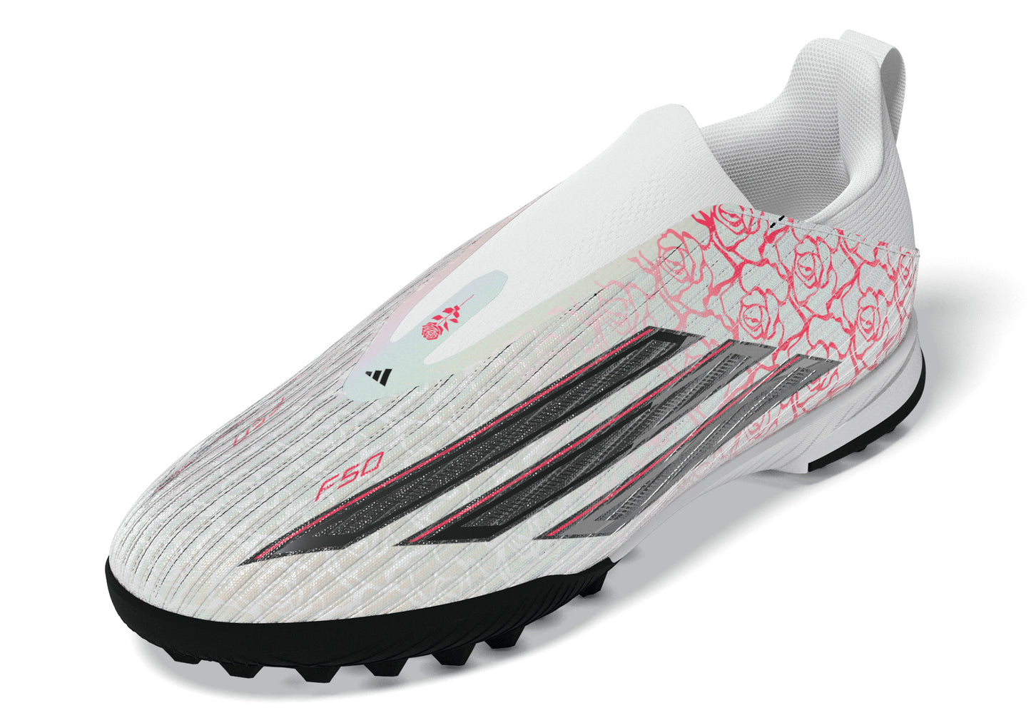 adidas Junior F50 League LL Lamine Yamal TF Turf Soccer Shoes - FTWhite/ Core Black/ Lucid Red