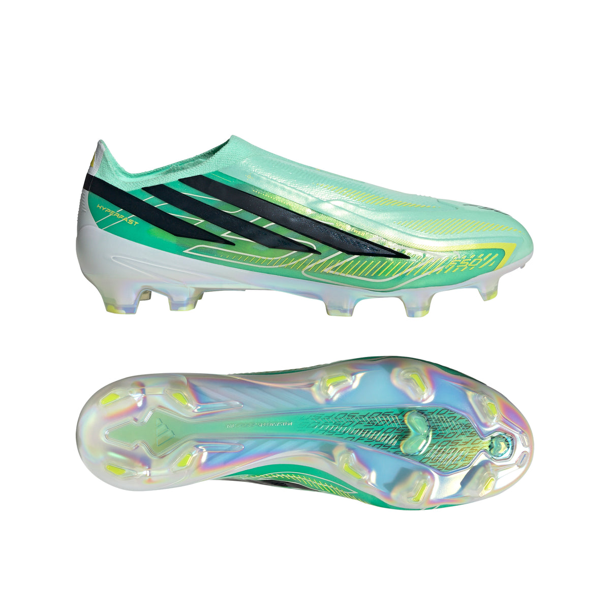 adidas F50 Hyperfast Elite Laceless FG Firm Ground Soccer Cleats - Pulse Mint/ Core Black/ Solar Lemon