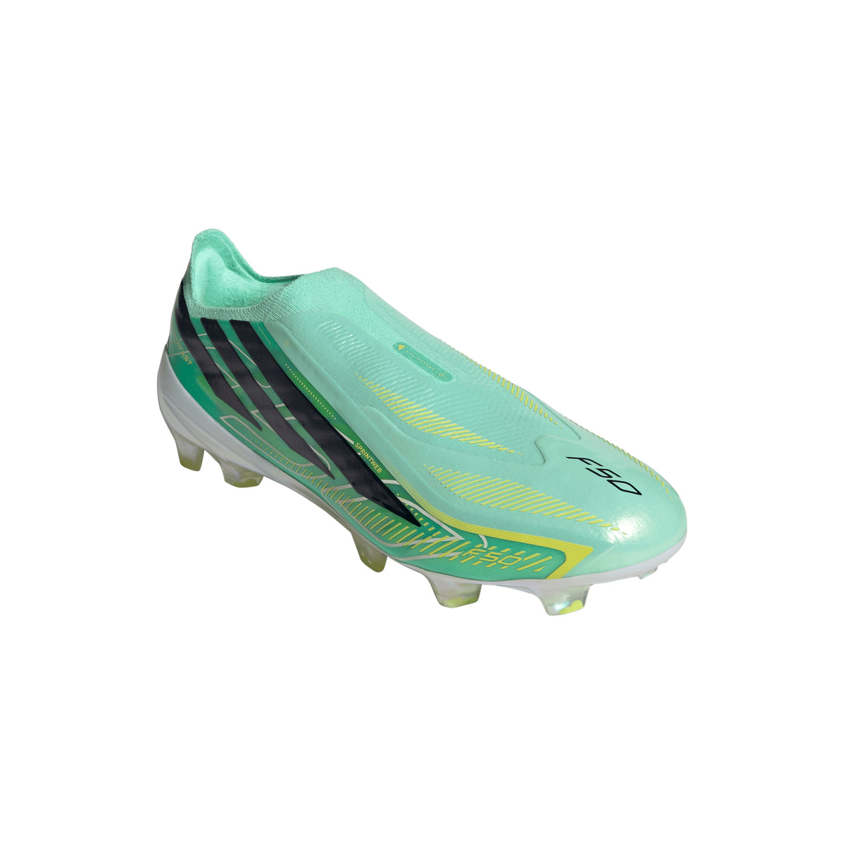 adidas F50 Hyperfast Elite Laceless FG Firm Ground Soccer Cleats - Pulse Mint/ Core Black/ Solar Lemon