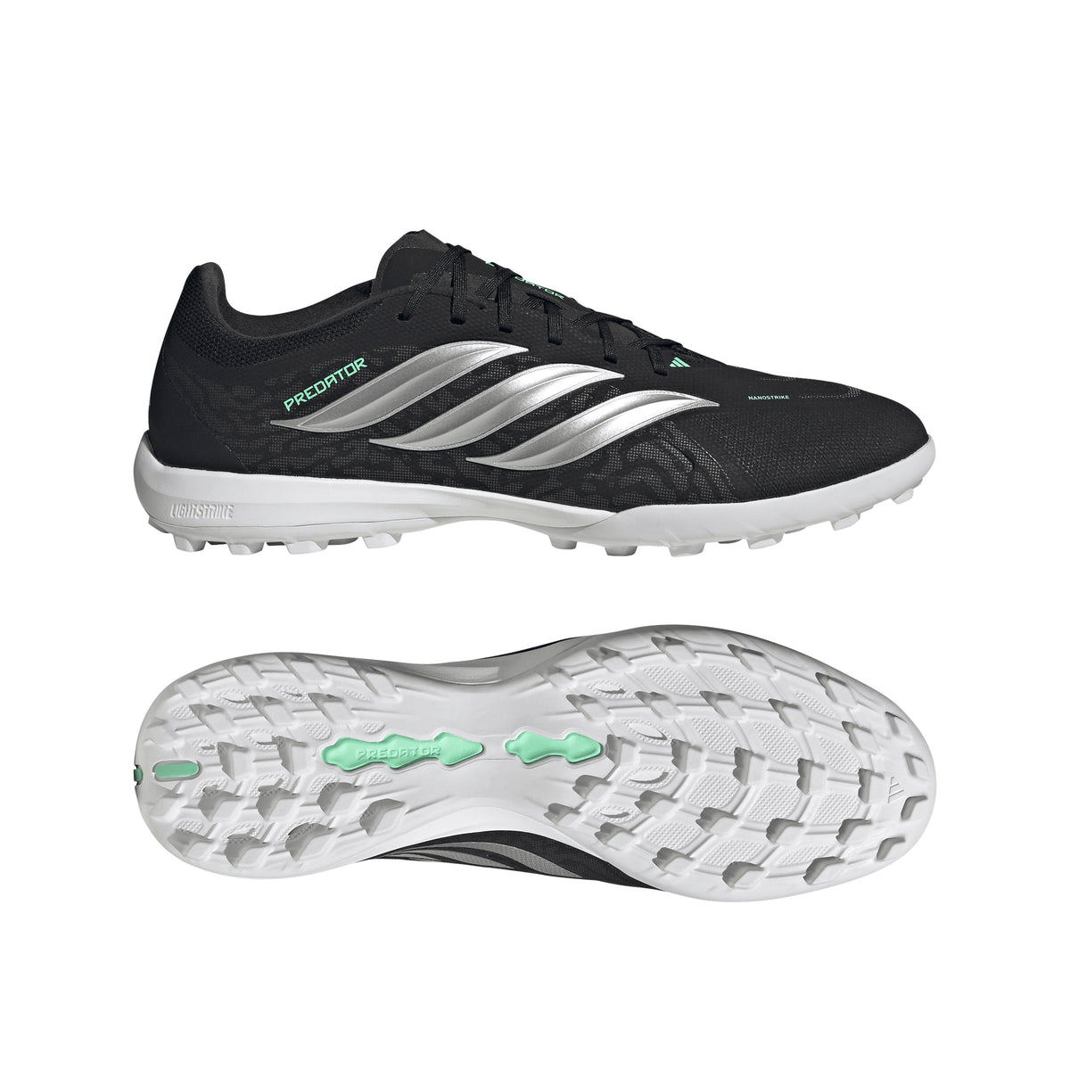 adidas Predator League TF Turf Soccer Shoes - Core Black/ Silver Met/ Pulse Mint