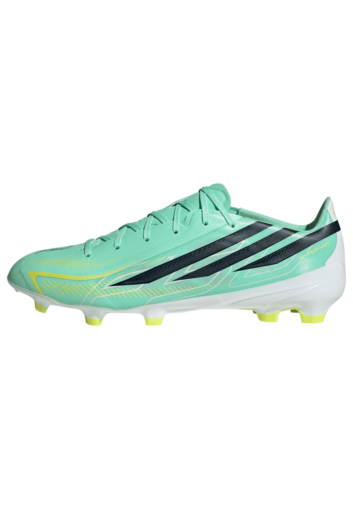 adidas F50 HyperFast League FG Firm Ground Soccer Shoes - Pulse Mint/Night Navy/Solar Lemon