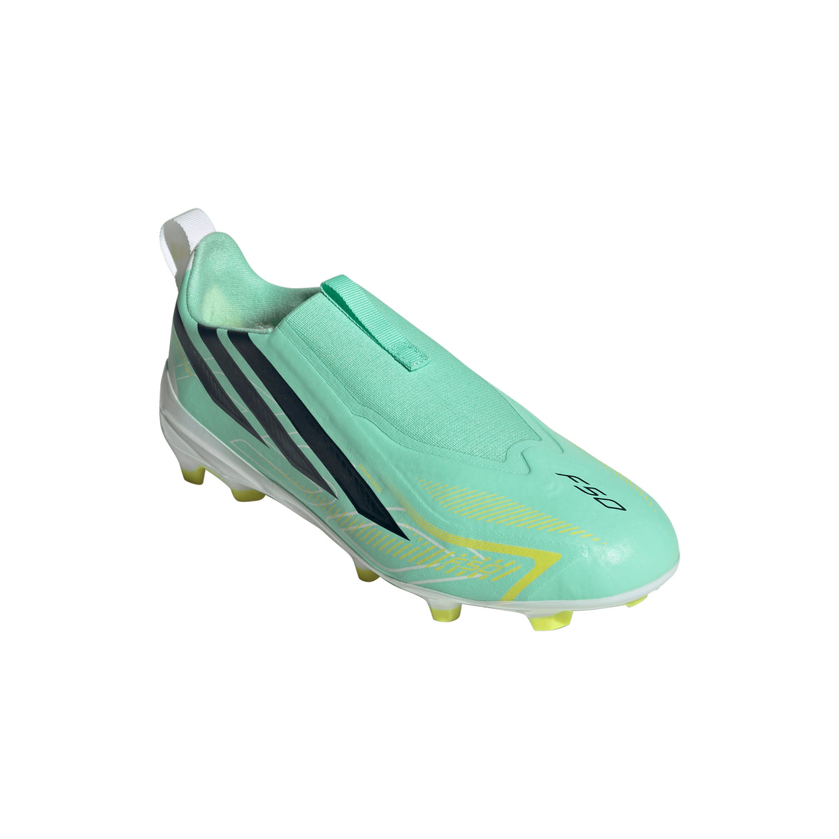 adidas F50 HyperFast League LL Laceless FG Firm Ground Junior - Pulse Mint/ Core Black/ Solar Lemon