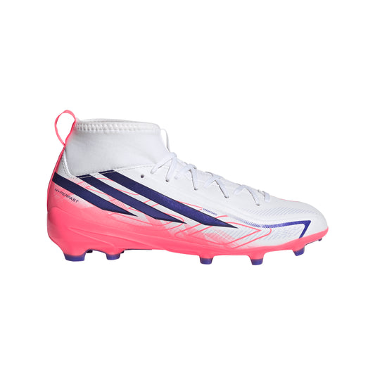 adidas F50 HyperFast League MID FG Firm Ground Junior - Ftwr White/Solar Purple/Solar Turbo