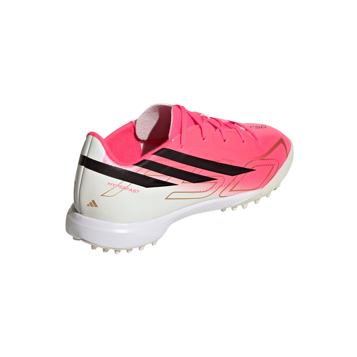 adidas F50 Junior Hyperfast League TF Turf Soccer Shoes -  Solar Turbo / Core Black / Gold Metallic