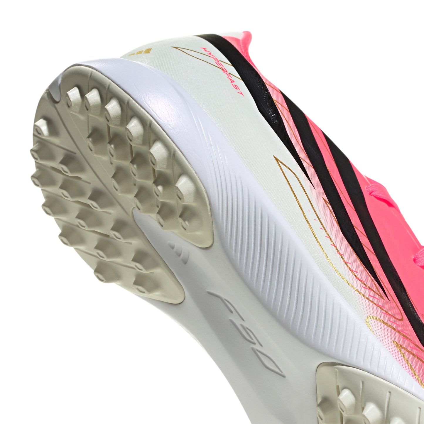 adidas F50 Junior Hyperfast League TF Turf Soccer Shoes -  Solar Turbo / Core Black / Gold Metallic