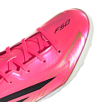 adidas F50 Junior Hyperfast League TF Turf Soccer Shoes -  Solar Turbo / Core Black / Gold Metallic