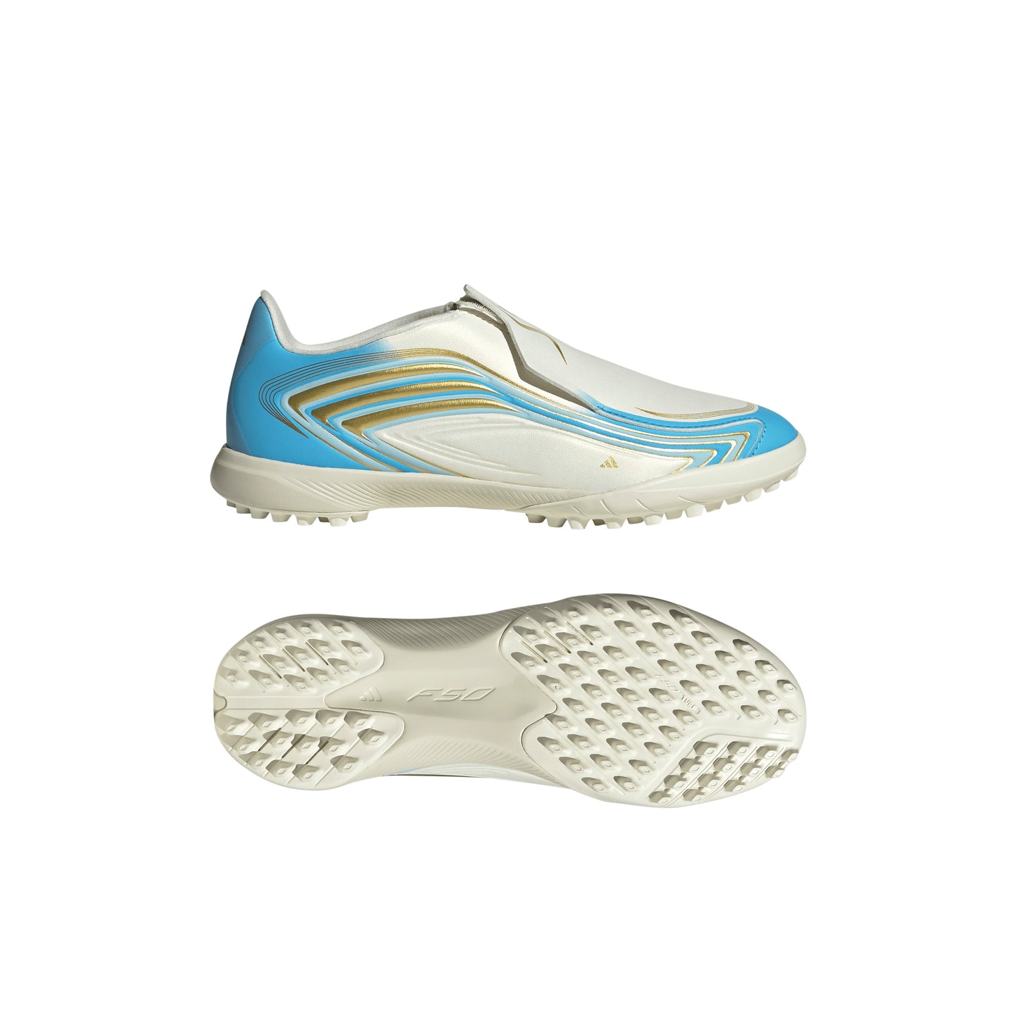 adidas F50 League TF Turf Shoes MESSI - Ivory / Semi Blue Burst / Icey Blue
