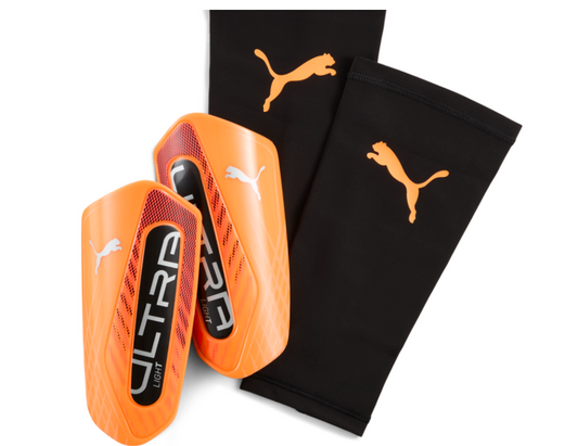 Puma Ultra Light Sleeve Football Shinguards - Heat Fire/ Puma Black/ Ravish