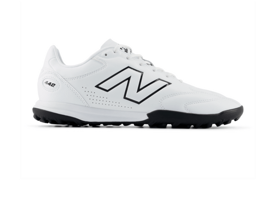New Balance 442 Pro TF Turf Soccer Shoes- White/ Black/ Fire Cracker