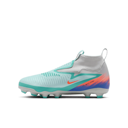 Nike United Junior Phantom 6 High Academy FG Firm Ground Soccer Cleat - Pistachio Frost/Hyper Orange