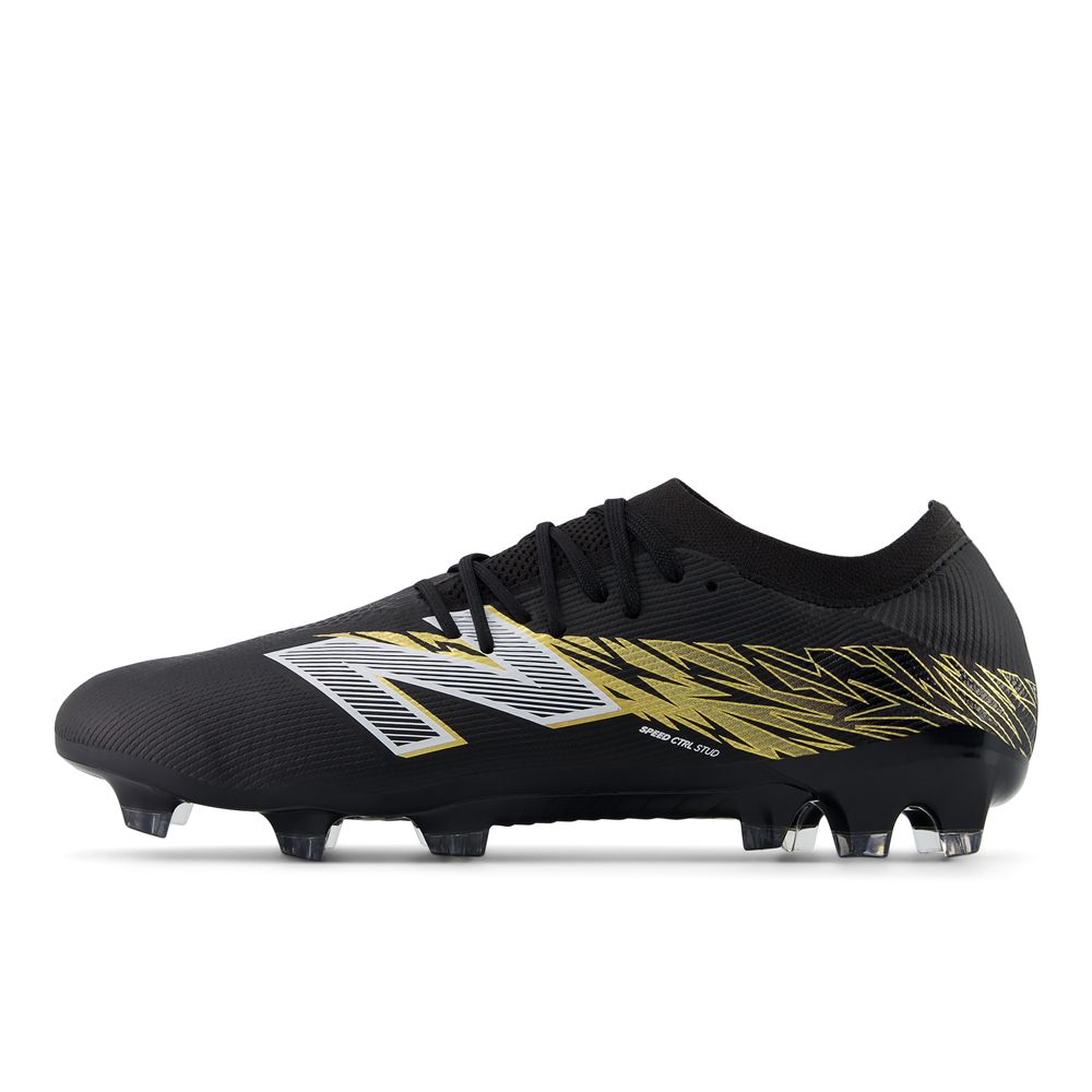 New Balance Furon Elite V8 FG/MG Firm Ground Soccer Shoes- Black/ White/ Gold