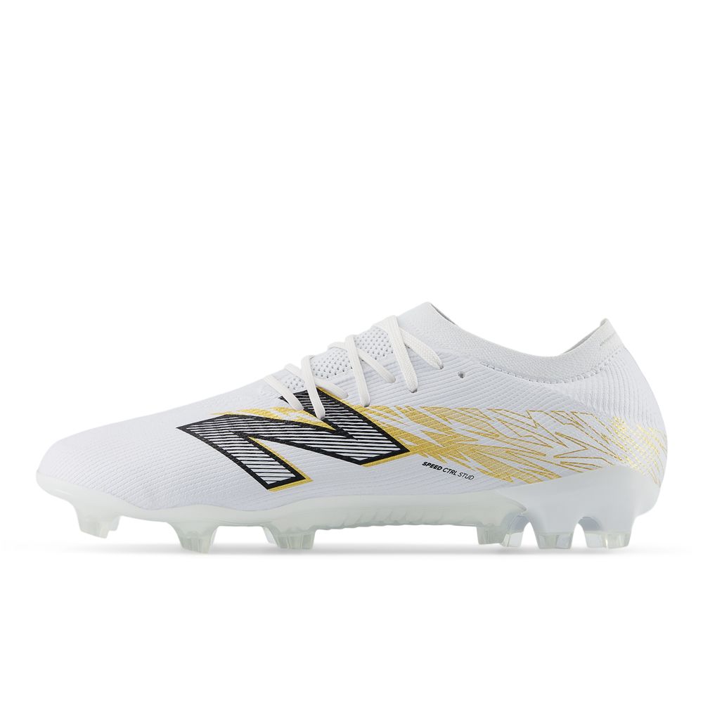 New Balance Furon Pro V8 FG/MG Firm Ground Soccer Shoes- White/ Silver/ Black