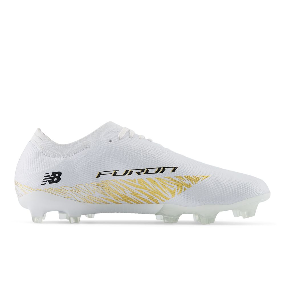 New Balance Furon Pro V8 FG/MG Firm Ground Soccer Shoes- White/ Silver/ Black